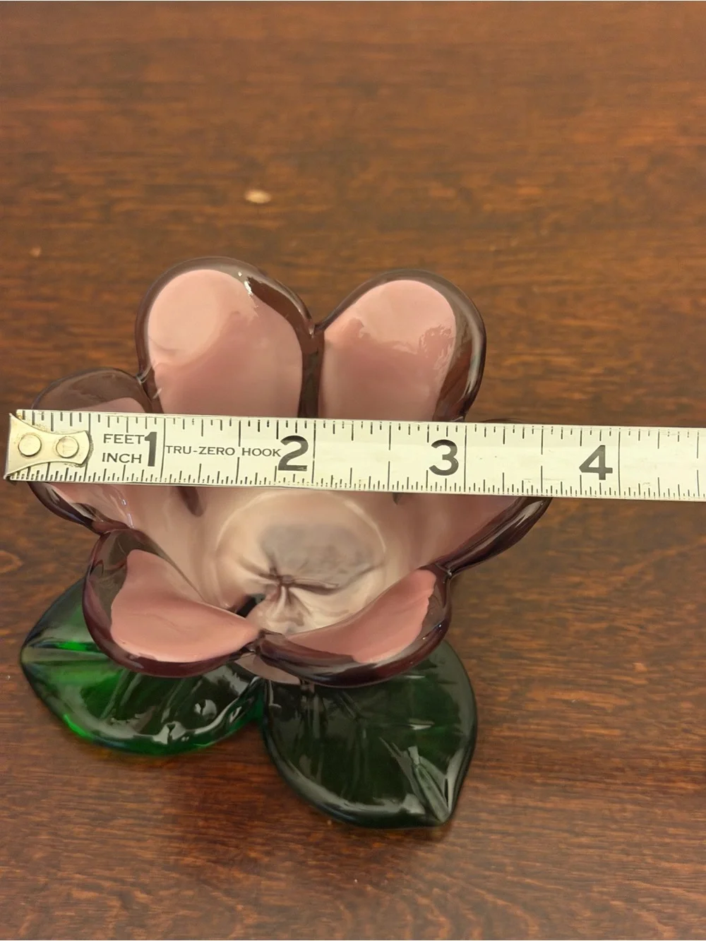 Vtg Hand Blown Votive Candle Holder Murano Style Art Glass Tulip Flower Lavender
